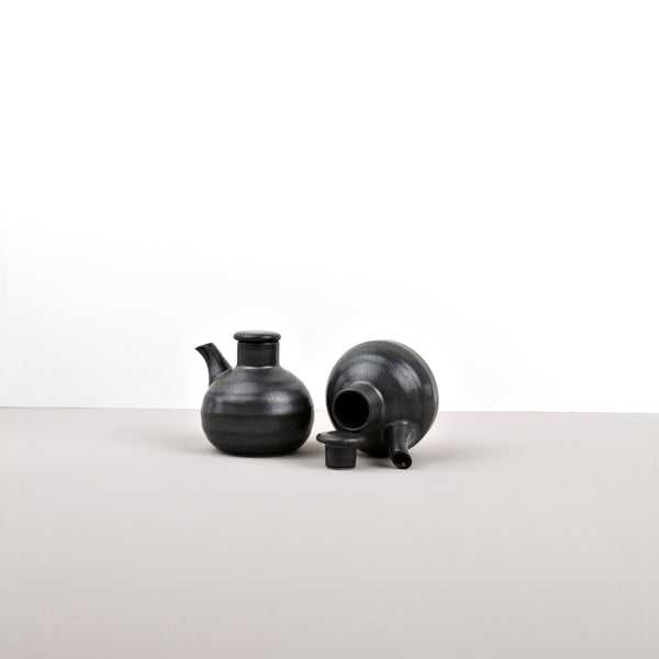 Soy Pot Minoyaki Porcelain 110ml Matte Black Glaze - Made In Japan | Japanese Tableware