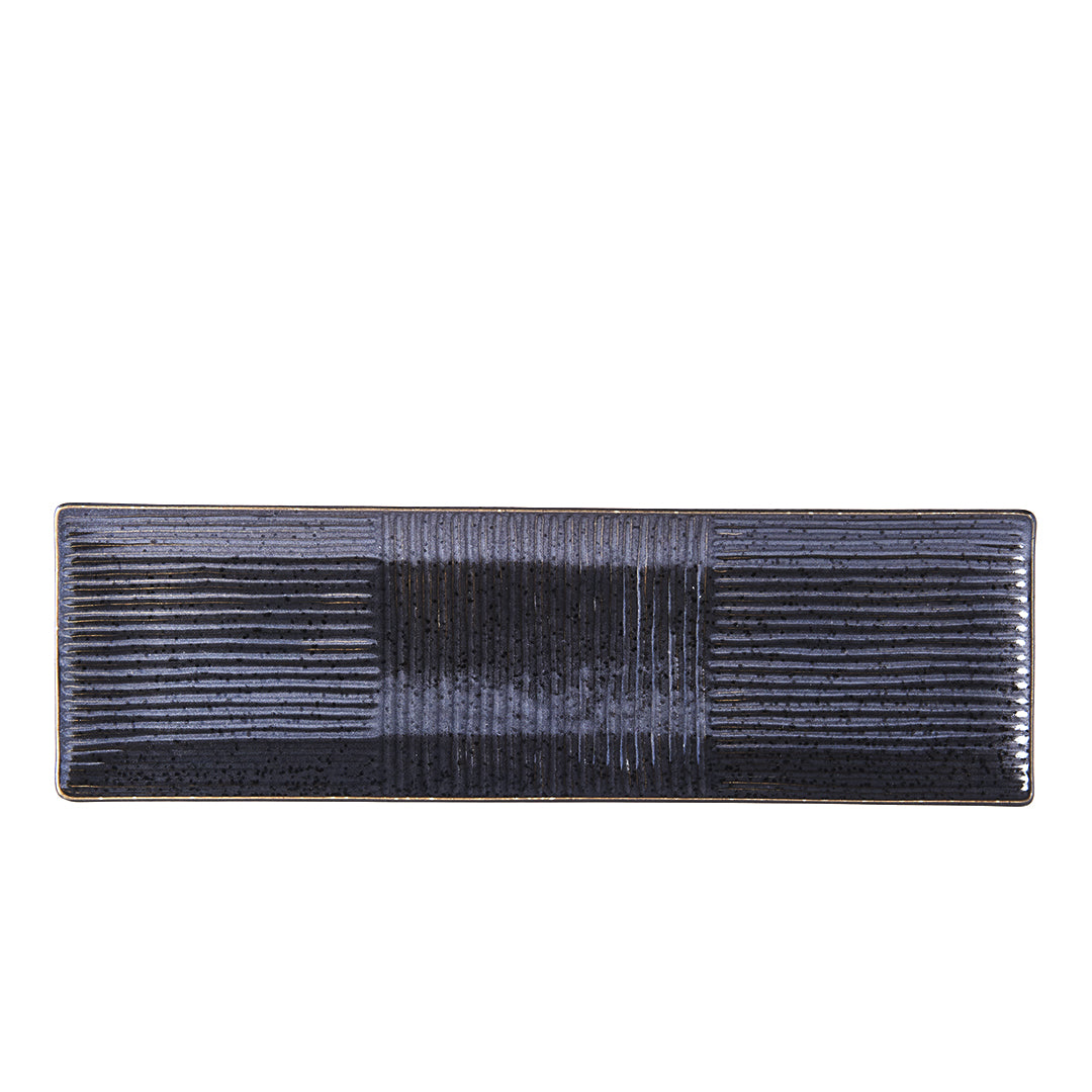Plate Rectangular 33x10cm Black Lines Design - Made In Japan | Japanese Tableware