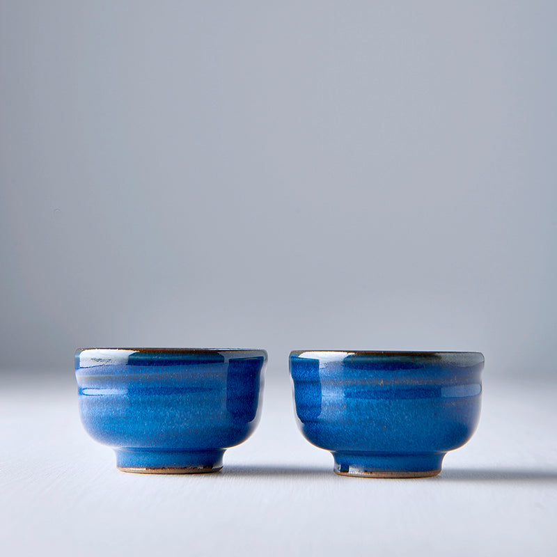 Sake Cup 35ml Gura Kiln Blue Glaze - Made In Japan | Japanese Tableware