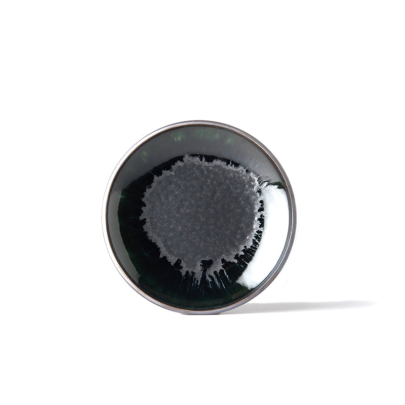 Side Plate 19.5cm Matt Centre Glossy Rim Ceramic Black