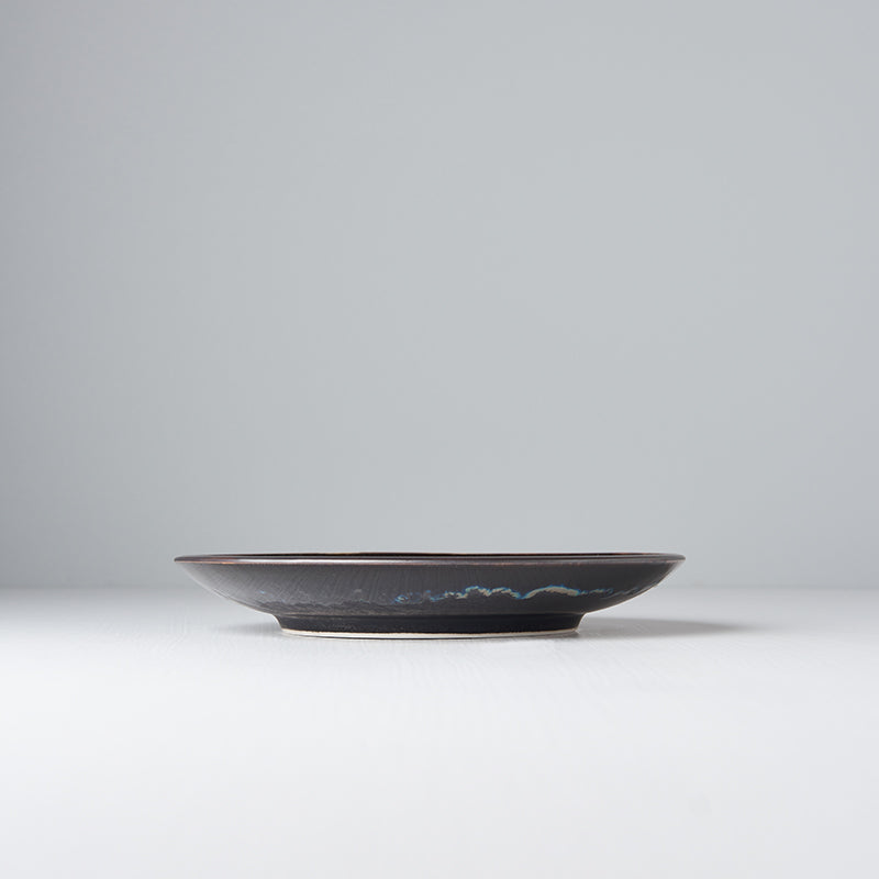 Side Plate 19.5cm Matt Centre Glossy Rim Ceramic Black