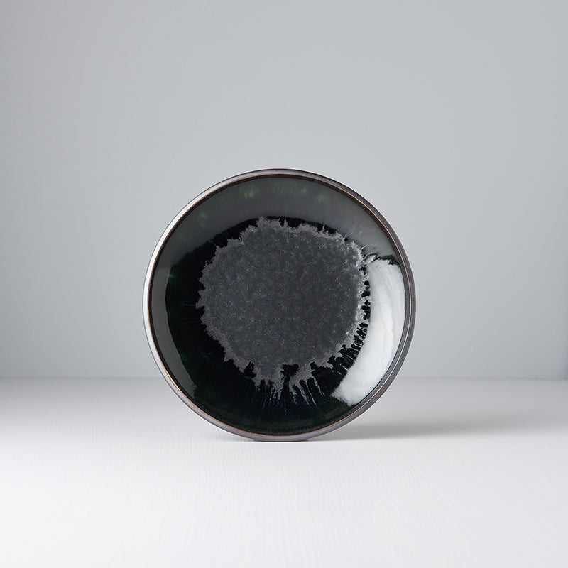 Side Plate 19.5cm Matt Centre Glossy Rim Ceramic Black