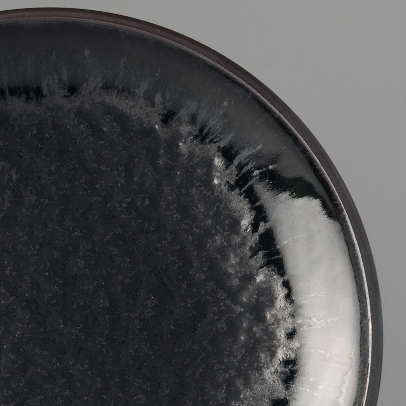 Side Plate 19.5cm Matt Centre Glossy Rim Ceramic Black