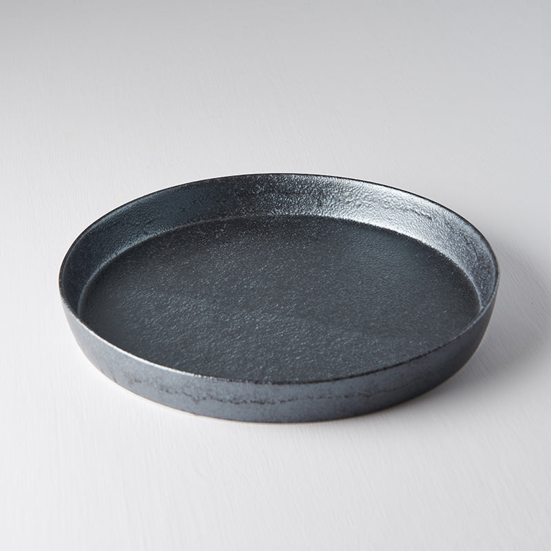 Plate High Rim 25cm Craft Black Design - Made In Japan | Japanese Tableware