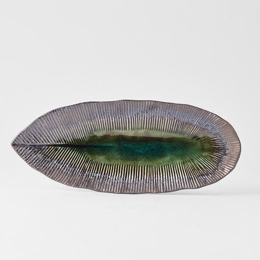 Plate Irregular 32.5x13.5cm Midori Ridge Glaze