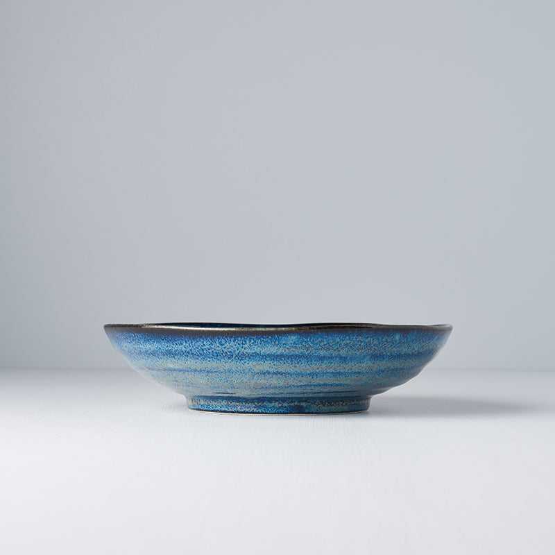Pasta Bowl Organic Shape 21cm Indigo Blue Glaze - Made In Japan | Japanese Tableware