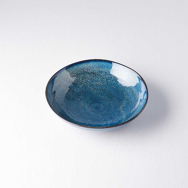 Pasta Bowl Organic Shape 21cm Indigo Blue Glaze - Made In Japan | Japanese Tableware