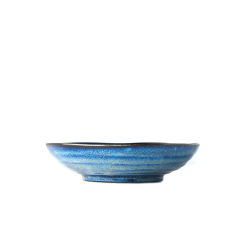 Pasta Bowl Organic Shape 21cm Indigo Blue Glaze - Made In Japan | Japanese Tableware
