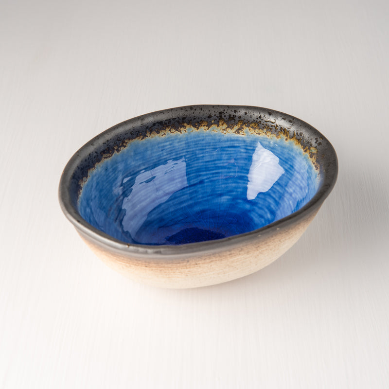 Bowl Oval 17x13cm Cobalt Blue Glaze - Made In Japan | Japanese Tableware