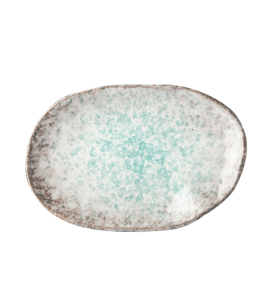 Plate Oval 17x11cm Aqua Splash Glaze - Made In Japan | Japanese Tableware