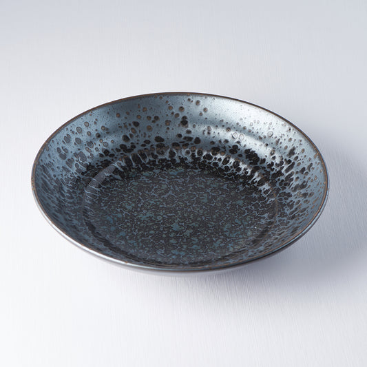 Serving Bowl Flat Base 28.5cm Black Pearl Glaze - Made In Japan | Japanese Tableware