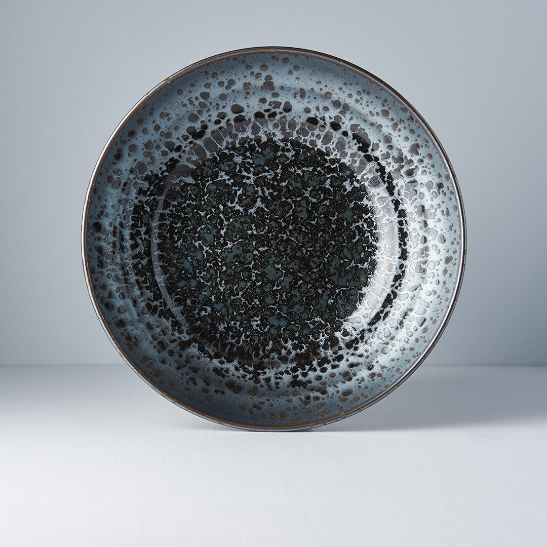Serving Bowl Flat Base 28.5cm Black Pearl Glaze - Made In Japan | Japanese Tableware