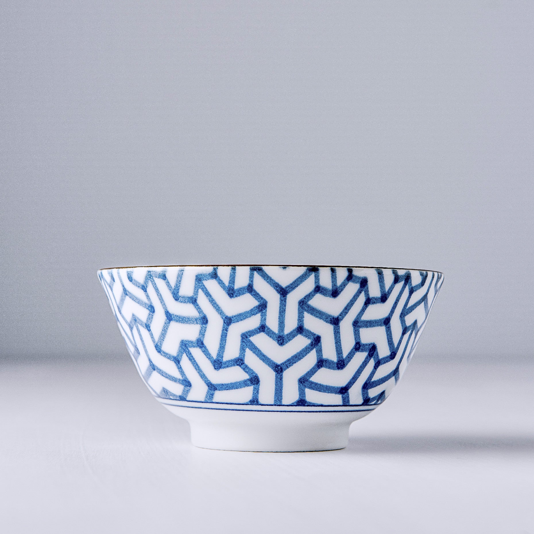 Bowl 13cm Indigo Ikat Herringbone Design - Made In Japan | Japanese Tableware