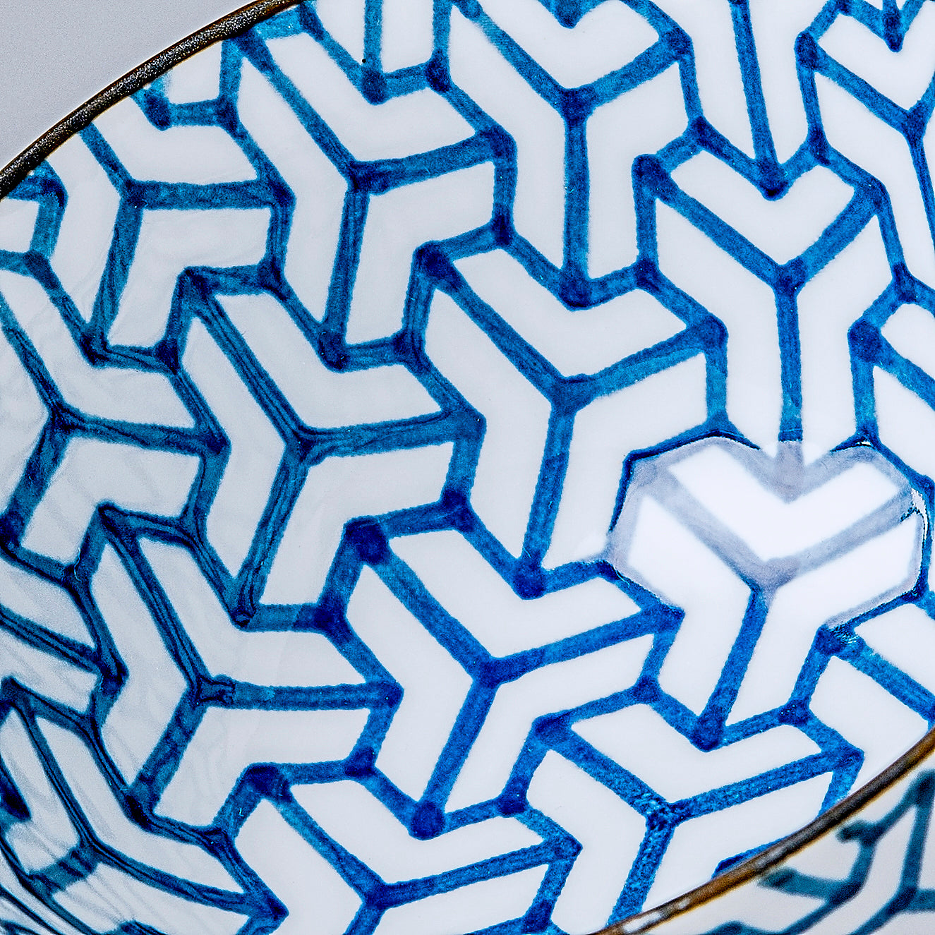 Bowl 13cm Indigo Ikat Herringbone Design - Made In Japan | Japanese Tableware