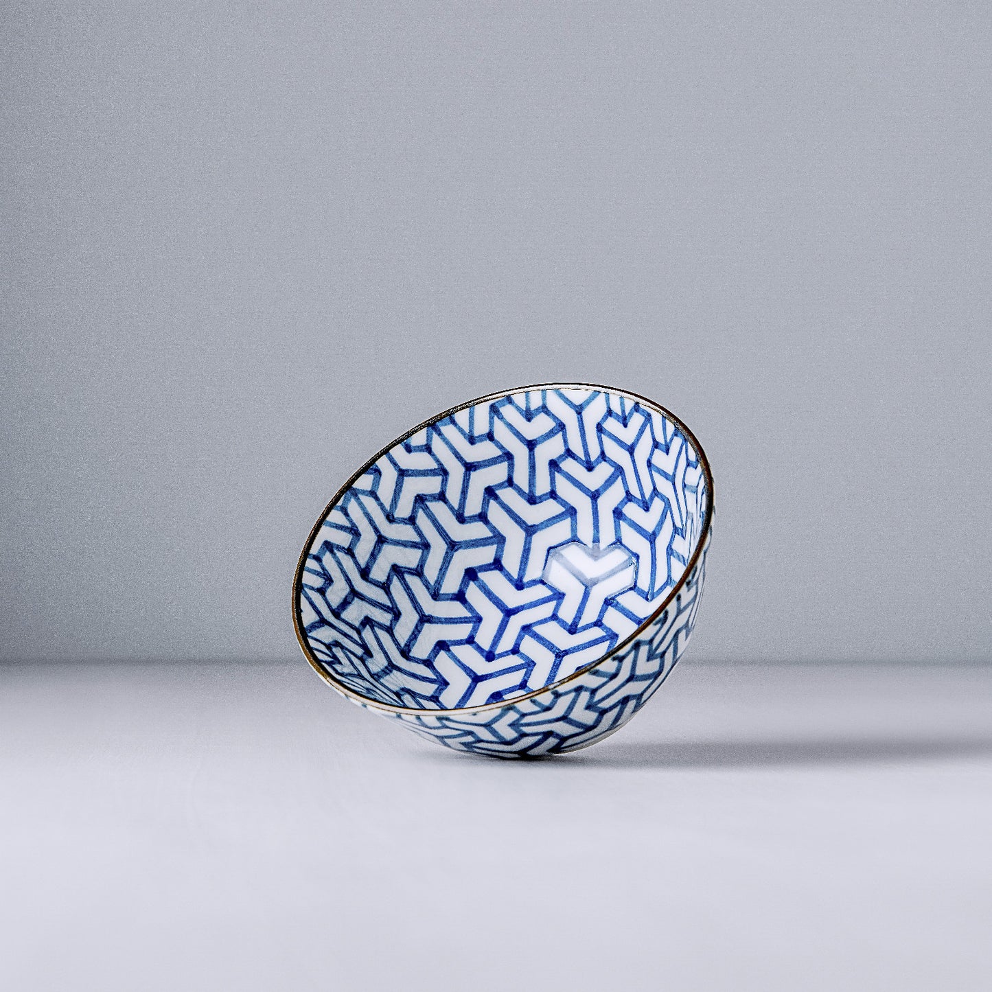 Bowl 13cm Indigo Ikat Herringbone Design - Made In Japan | Japanese Tableware
