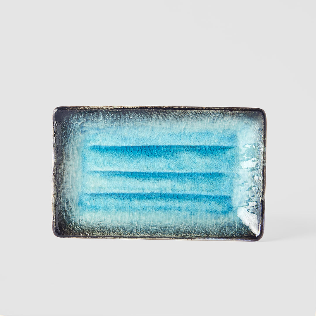 Plate Rectangular 21.5x13.5cm Sky Blue Glaze - Made In Japan | Japanese Tableware