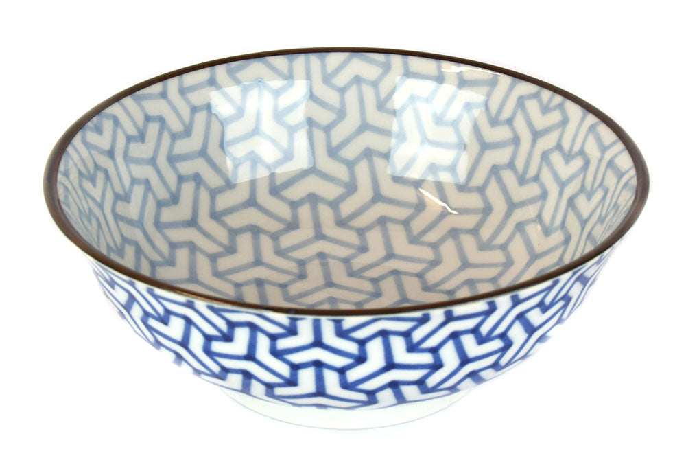 Bowl 19cm Indigo Ikat Herringbone Design - Made In Japan | Japanese Tableware