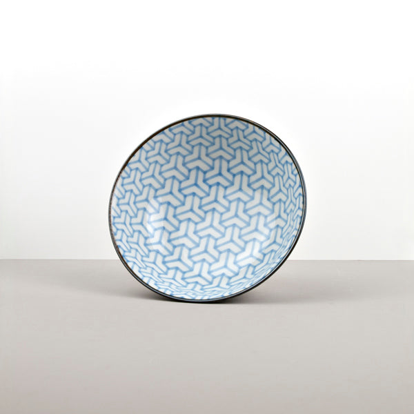 Bowl 19cm Indigo Ikat Herringbone Design - Made In Japan | Japanese Tableware