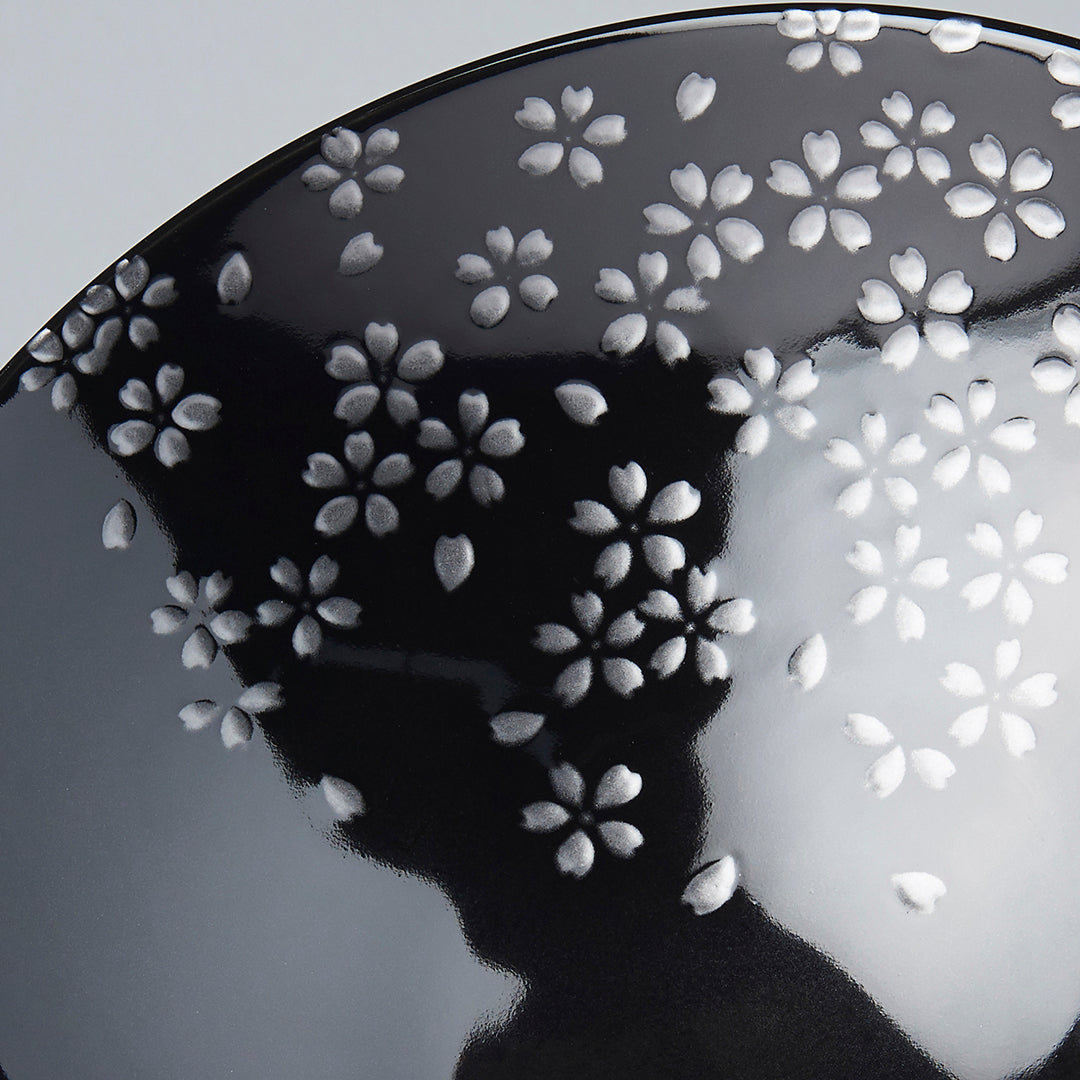 Bowl 25cm Silver Sakura Design - Made In Japan | Japanese Tableware