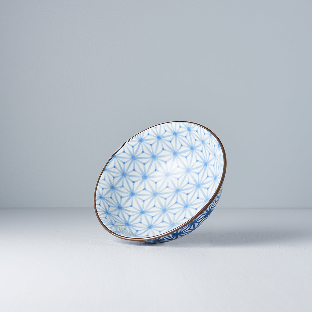 Bowl 19cm Indigo Ikat Starburst Design - Made In Japan | Japanese Tableware