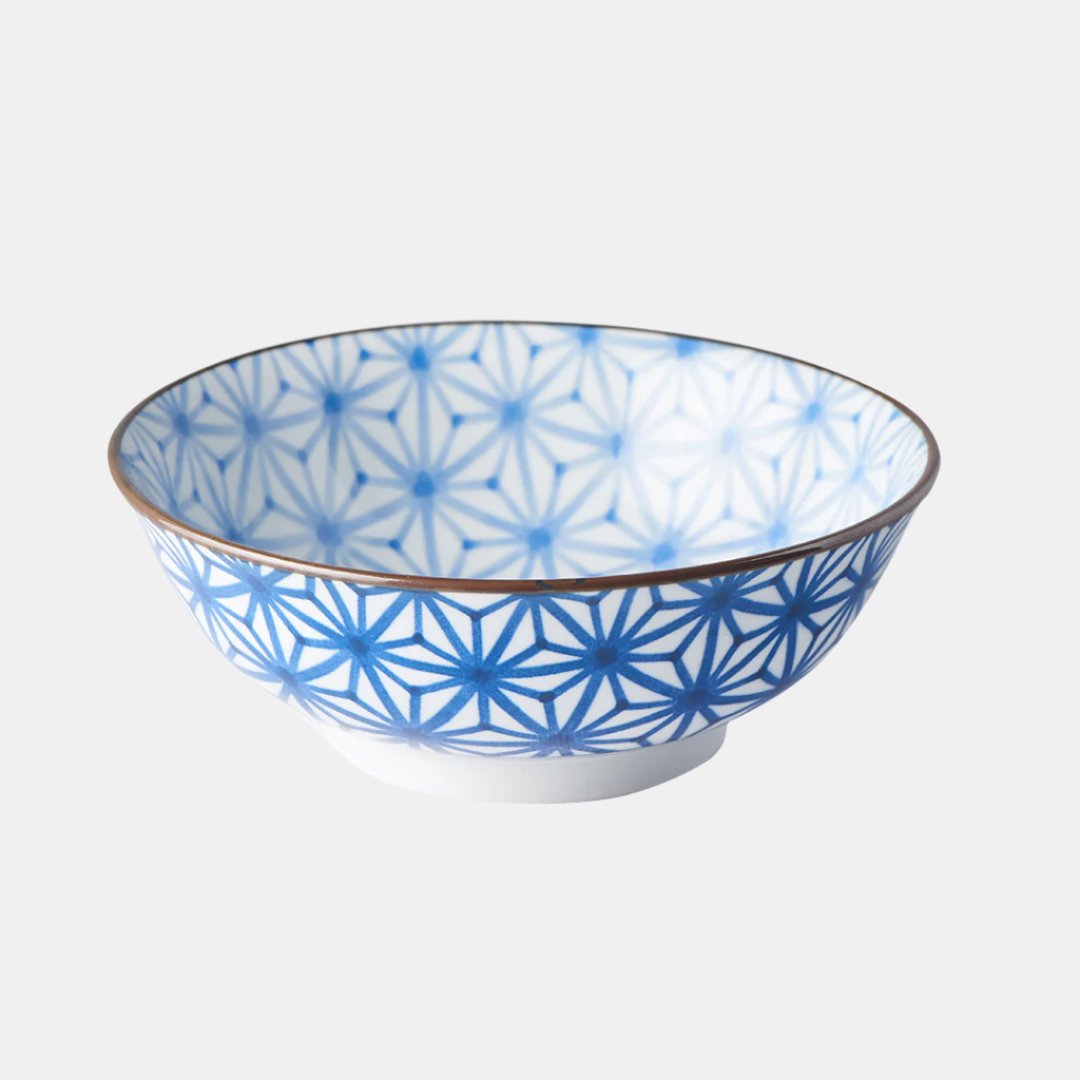 Bowl 19cm Indigo Ikat Starburst Design - Made In Japan | Japanese Tableware