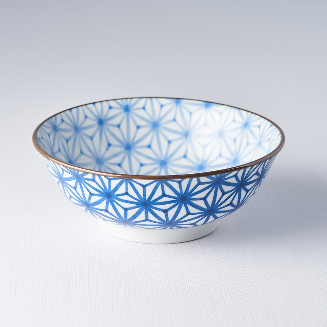 Bowl 19cm Indigo Ikat Starburst Design - Made In Japan | Japanese Tableware