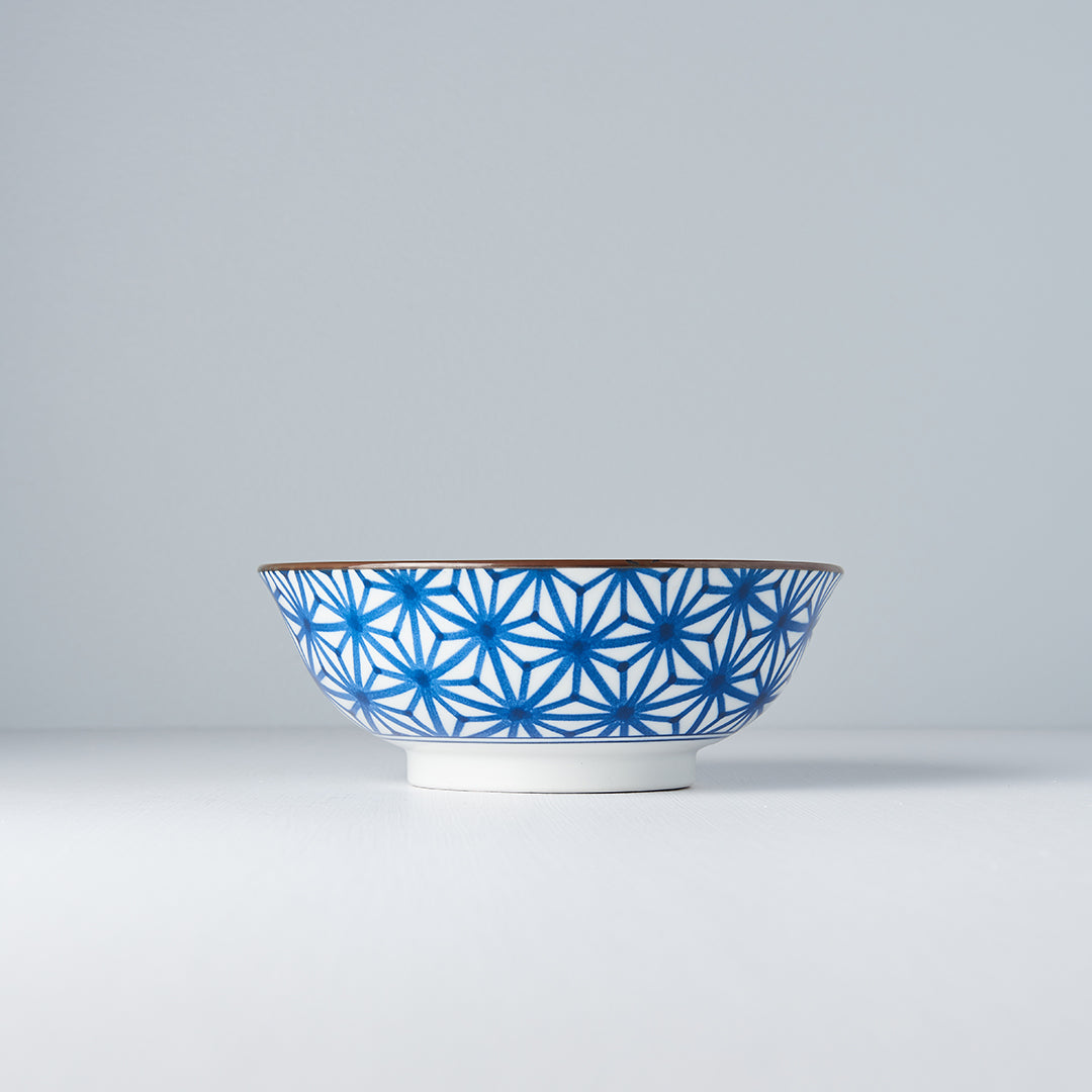 Bowl 19cm Indigo Ikat Starburst Design - Made In Japan | Japanese Tableware