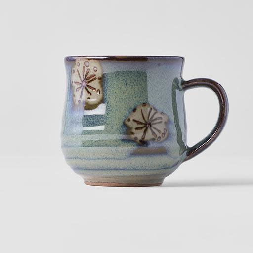Mug 8cm 225ml Green With Leaf Design
