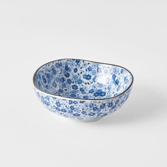 Sauce Dish Organic 11cm Blue Daisy Design - Made In Japan | Japanese Tableware
