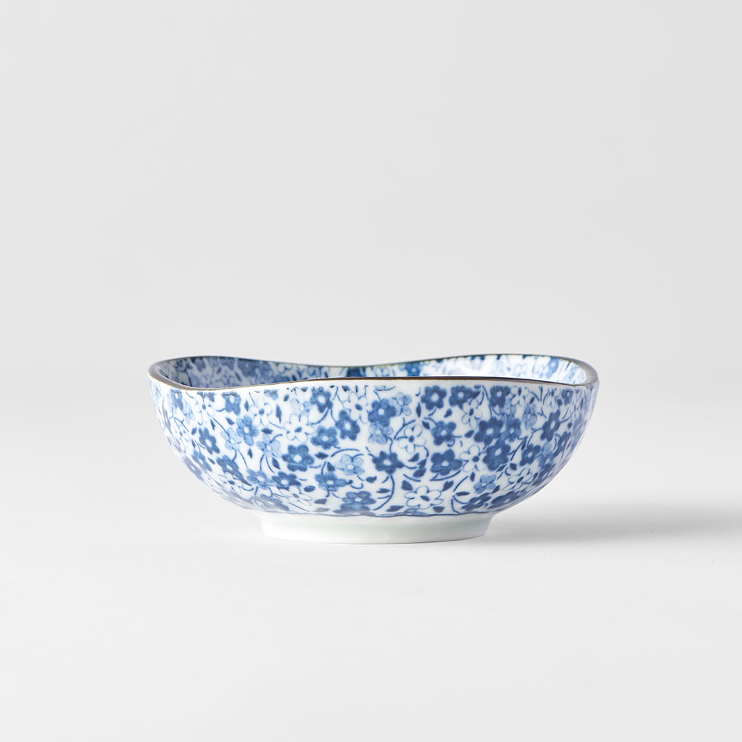 Sauce Dish Organic 11cm Blue Daisy Design - Made In Japan | Japanese Tableware