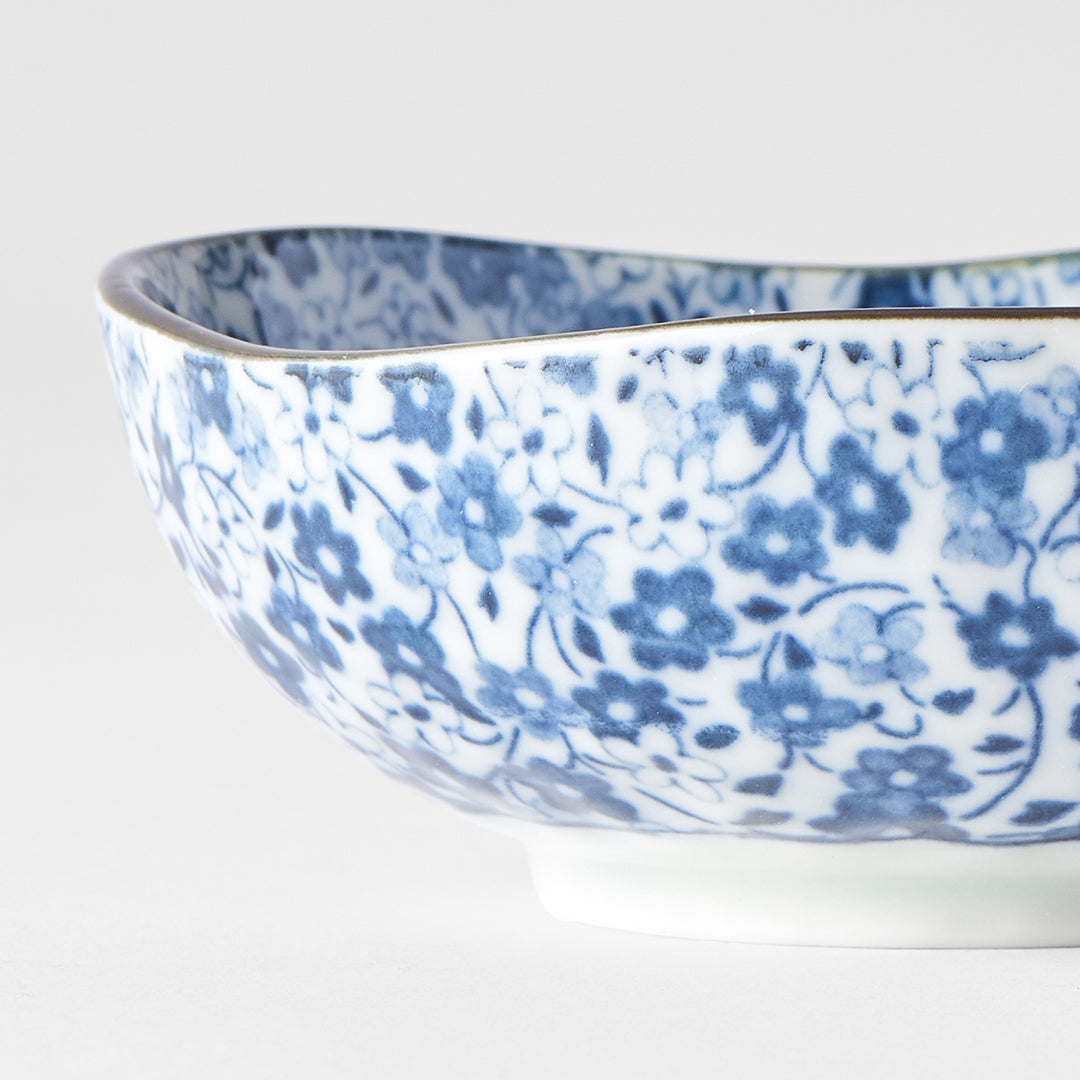 Sauce Dish Organic 11cm Blue Daisy Design - Made In Japan | Japanese Tableware