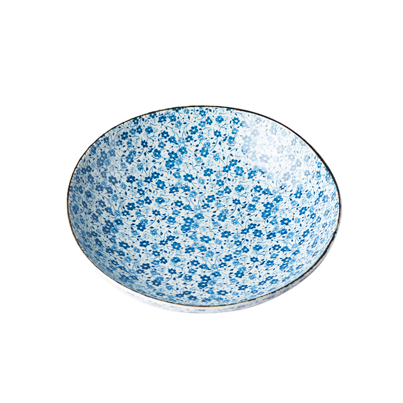 Pasta Bowl 21cm Blue Daisy Design - Made In Japan | Japanese Tableware