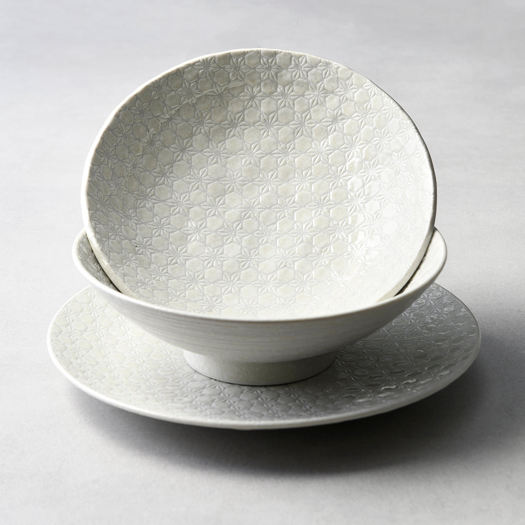 Serving Bowl 24cm White Star Glaze - Made In Japan | Japanese Tableware