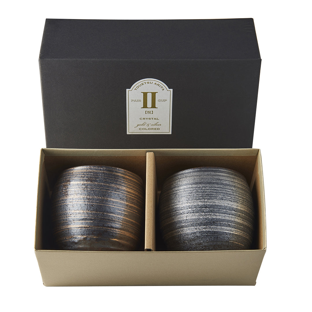 Cup Set Sho Chu 2pcs 320ml Silver Bronze Glaze - Made In Japan | Japanese Tableware