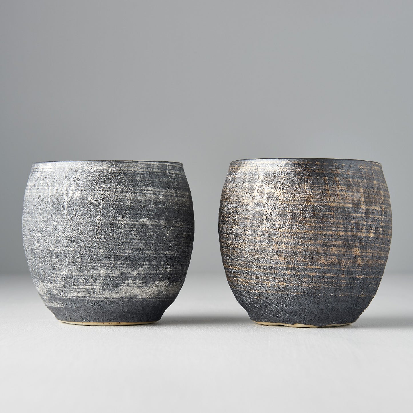 Cup Set Sho Chu 2pcs 320ml Silver Bronze Glaze - Made In Japan | Japanese Tableware