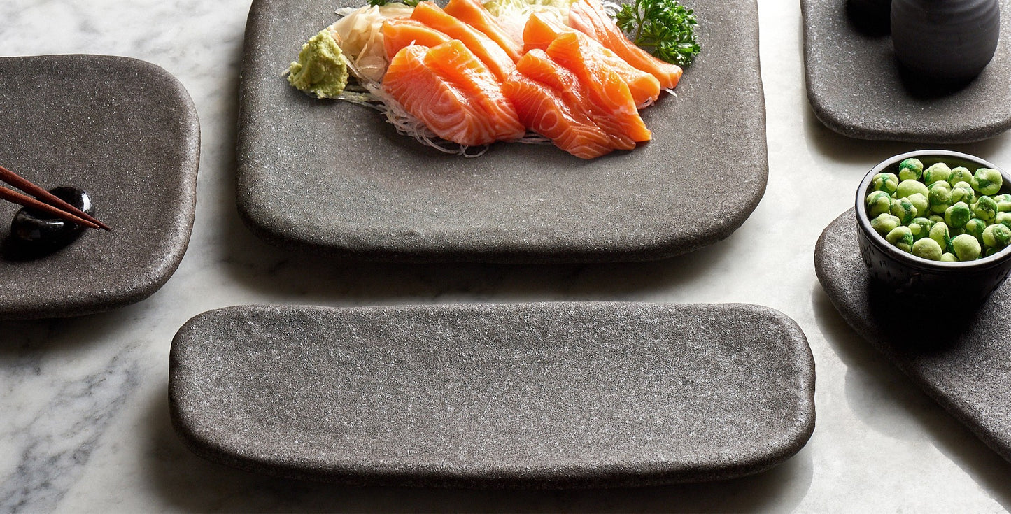 Stone Slab Square Plate 19 x 19cm Matte Black