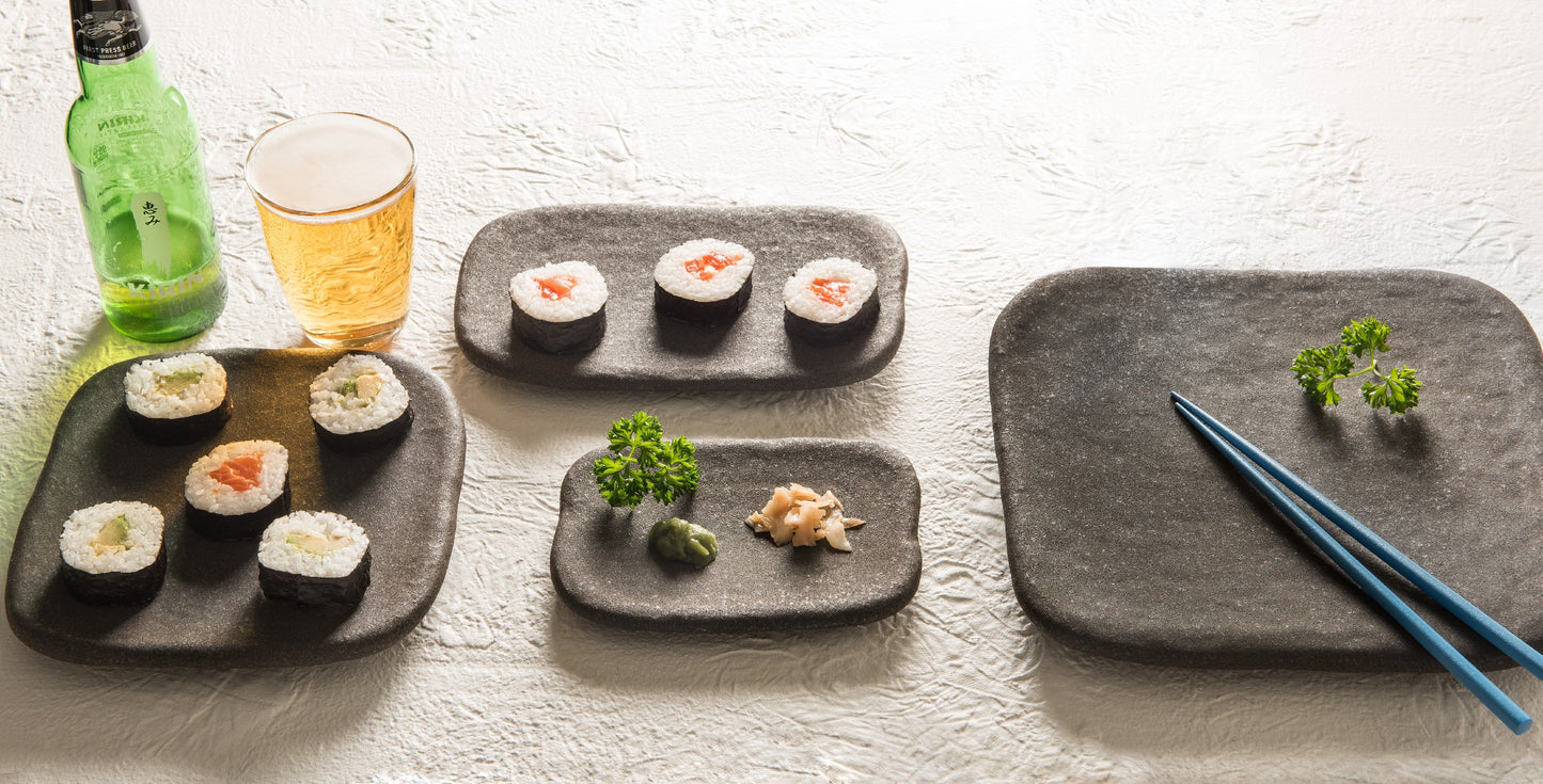 Stone Slab Square Plate 19 x 19cm Matte Black