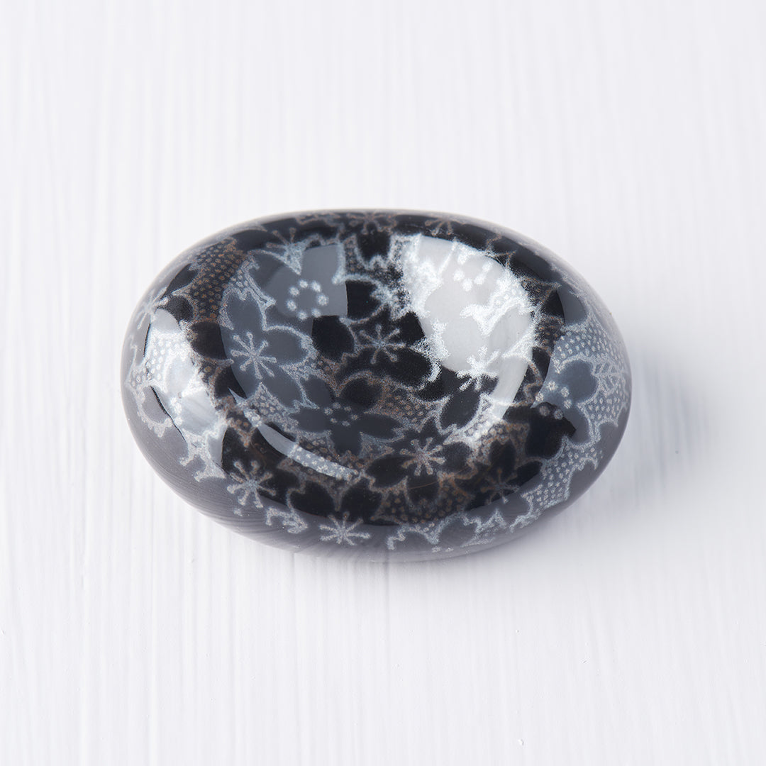 Chopstick Rest Pebble Black Sakura Design - Made In Japan | Japanese Tableware