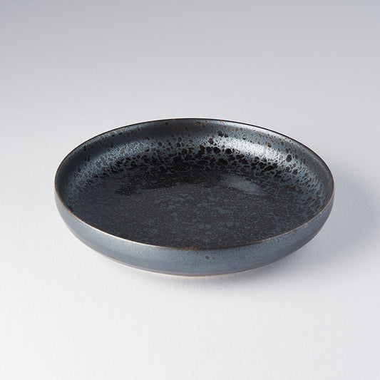 Plate High Rim 22cm Black Pearl Glaze - Made In Japan | Japanese Tableware