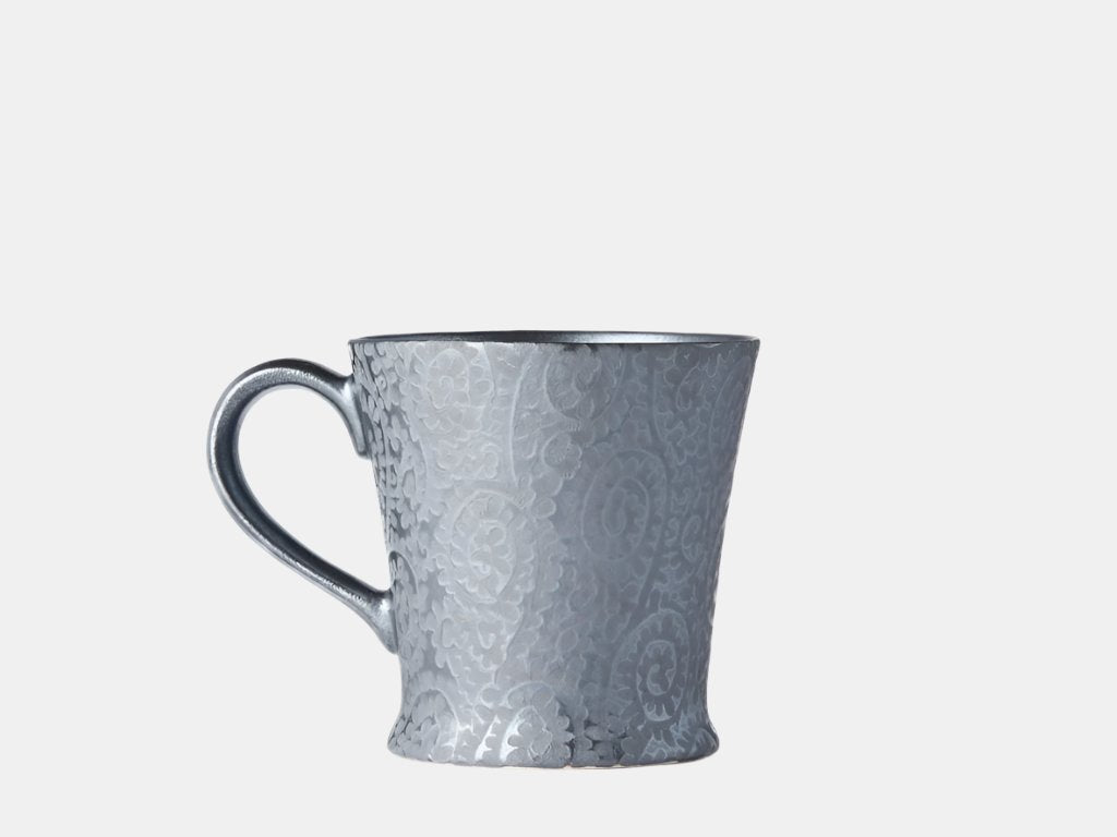 Mug 200ml Black Scroll Design - Made In Japan | Japanese Tableware