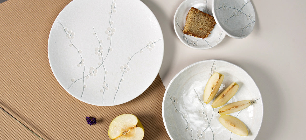 Side Plate 19.5cm White Blossom Glaze - Made In Japan | Japanese Tableware