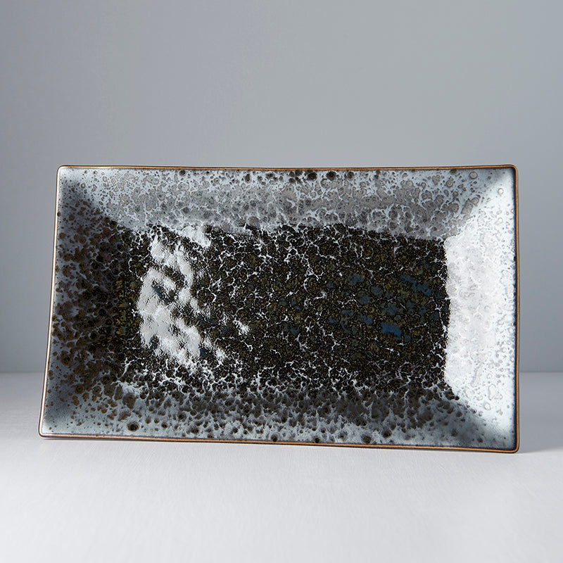 Platter Rectangular 33cm Black Pearl Glaze - Made In Japan | Japanese Tableware