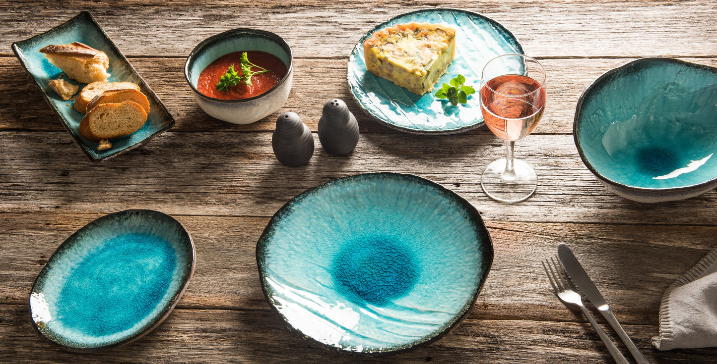 Plate Oval 18cm Sky Blue Glaze - Made In Japan | Japanese Tableware