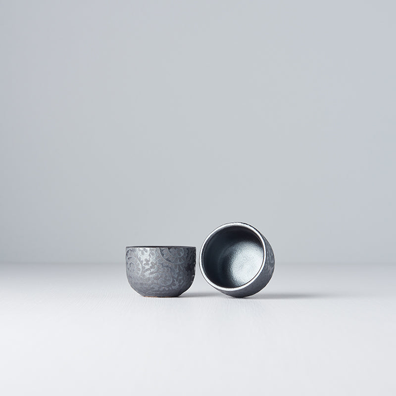 Sake Cup 35ml Black Scroll