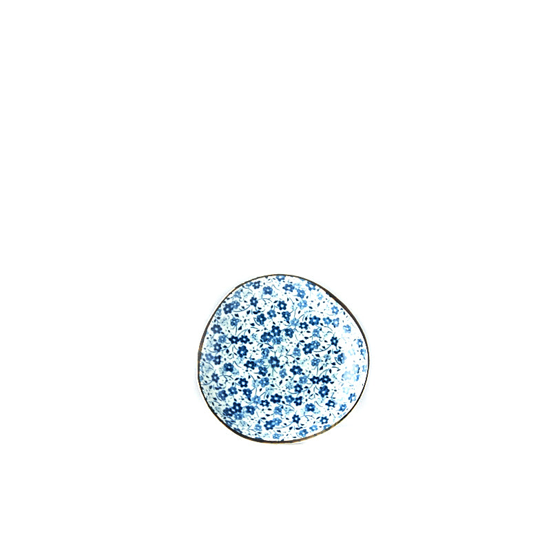 Saucer Organic Shape 12cm Blue Daisy Design - Made In Japan | Japanese Tableware