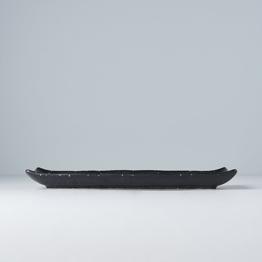 Plate Ibushi Rectangular 26.5cm Black Glaze - Made In Japan | Japanese Tableware