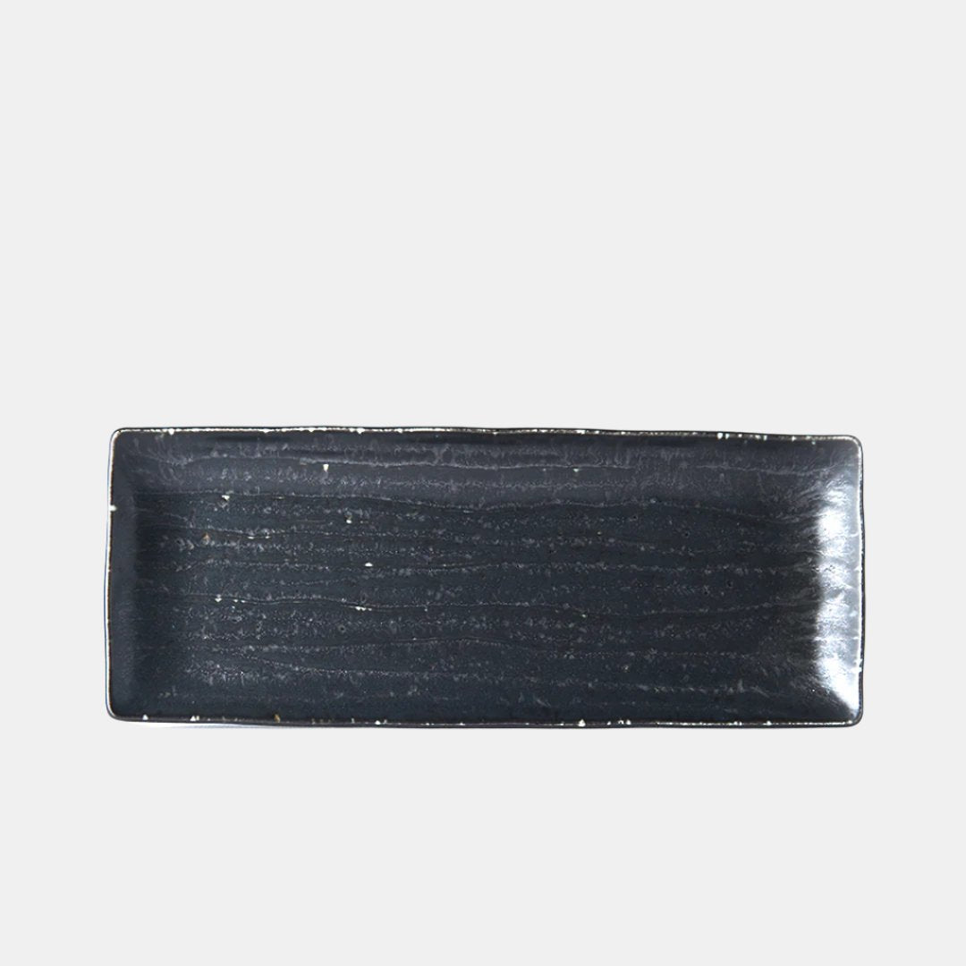 Plate Ibushi Rectangular 26.5cm Black Glaze - Made In Japan | Japanese Tableware