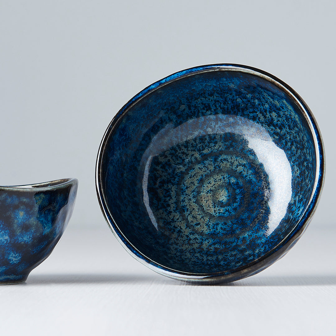 Sauce Dish Organic Shape 8.5cm Indigo Blue Glaze - Made In Japan | Japanese Tableware