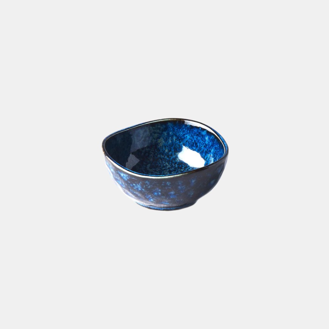Sauce Dish Organic Shape 8.5cm Indigo Blue Glaze - Made In Japan | Japanese Tableware