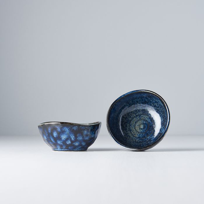 Sauce Dish Organic Shape 8.5cm Indigo Blue Glaze - Made In Japan | Japanese Tableware